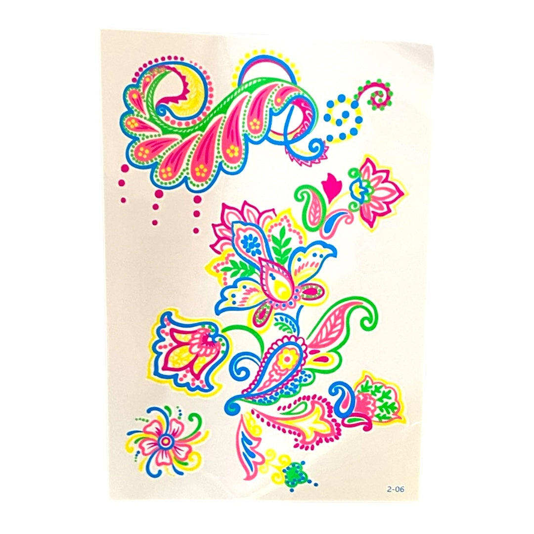 Tatuajes Neón fluorescente tatuaje temporal pegatinas UV brillante