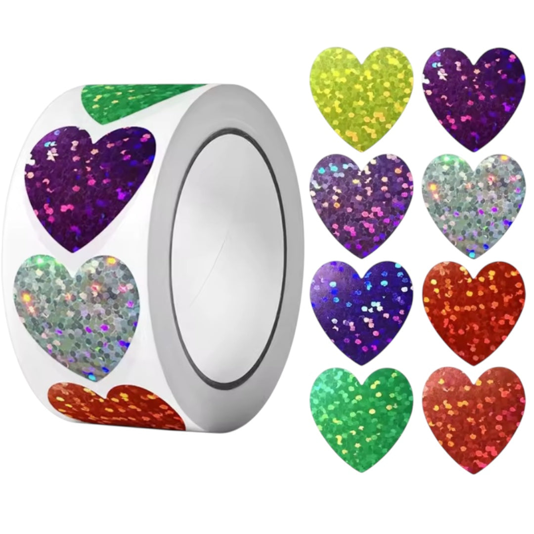 100 Stickers en Rollo - Modelos de Corazones