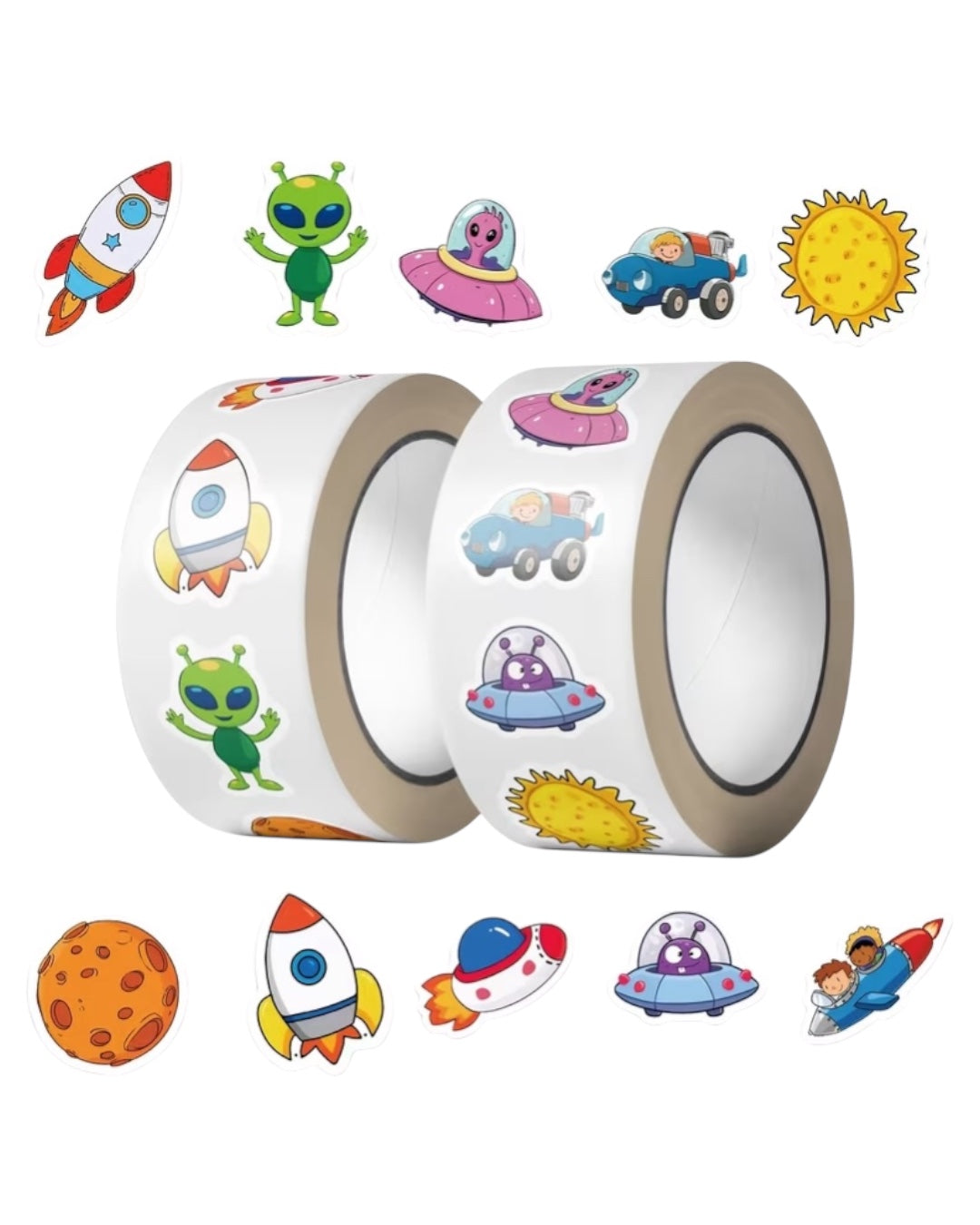 100 stickers en rollo el espacio modelo 2
