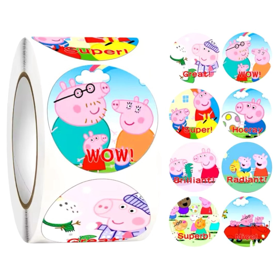 100 stickers en rollo Peppa Pig