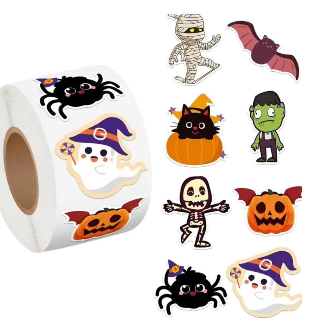 100 Stickers en Rollo - Haloween Modelos 2