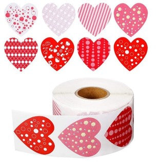 100 Stickers en Rollo - Modelos de Corazones