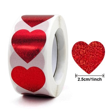 100 Stickers en Rollo - Modelos de Corazones